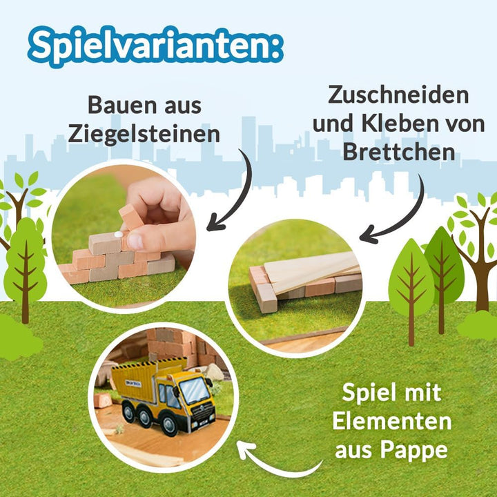 Trefl – Brick Trick: Baustelle/Construction Site – Bauen mit Ziegeln, EKO Echte Ziegelsteine, 290 Zi
