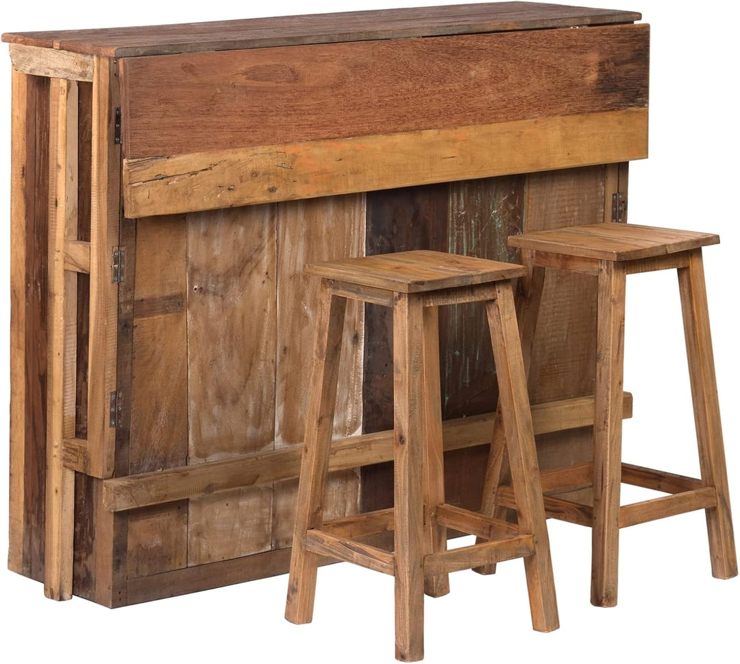 DESIGN DELIGHTS Holz BARHOCKER Nippo | 70x35 cm, Massivholz | Thekenhocker, Barstuhl, rustikaler Sit