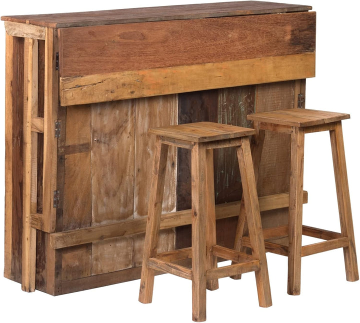 DESIGN DELIGHTS Holz BARHOCKER Nippo | 70x35 cm, Massivholz | Thekenhocker, Barstuhl, rustikaler Sit