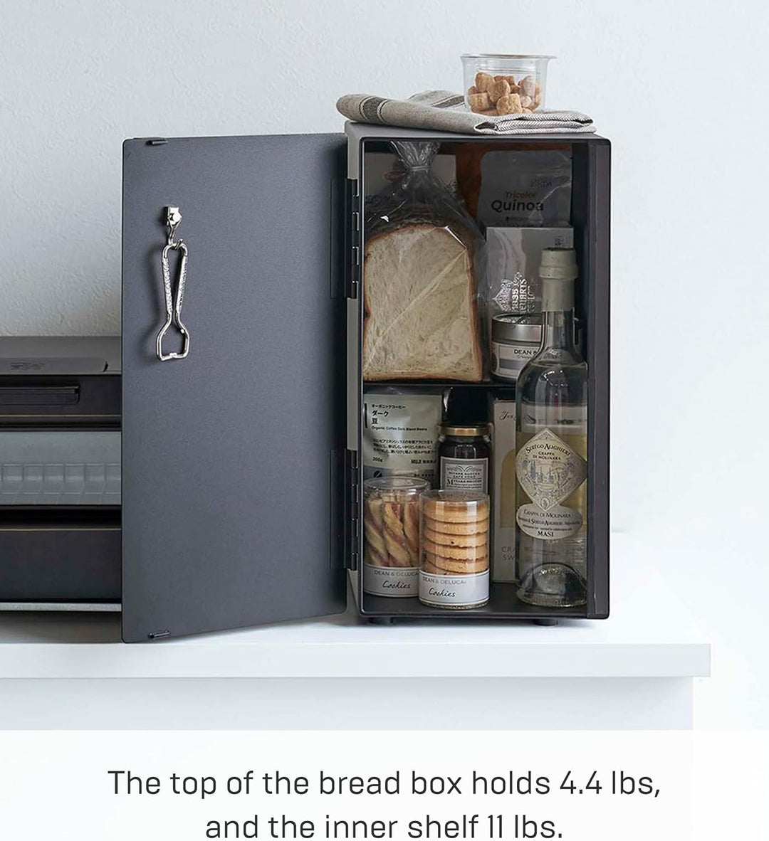 Yamazaki 5681 TOWER Brotkasten, hochkant, schwarz, Stahl, Minimalistisches Design, Schwarz