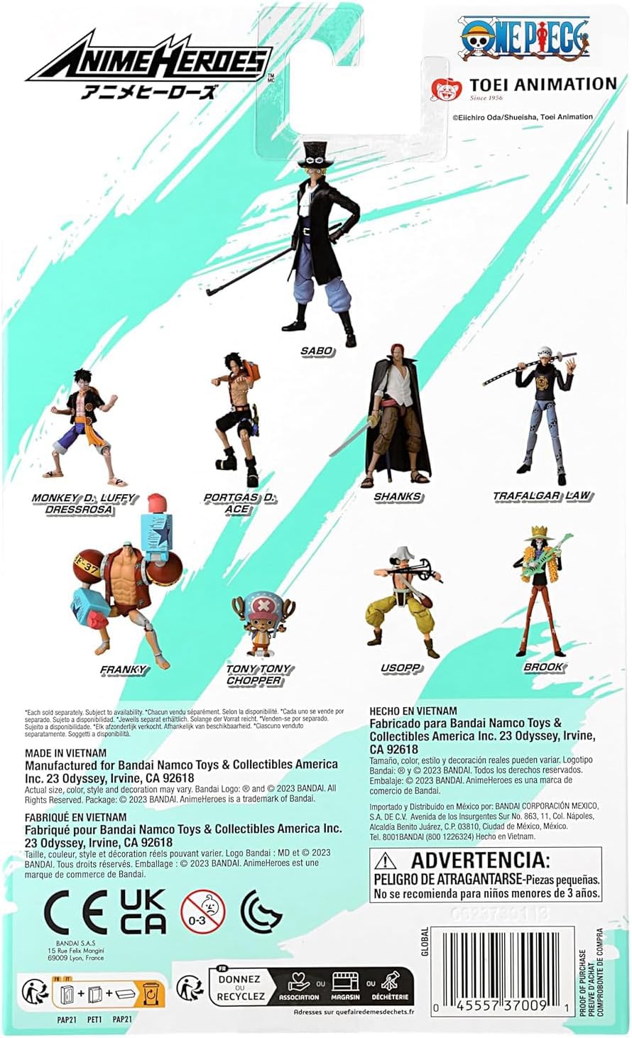 BANDAI - Anime Heroes - One Piece - Anime Heroes Figur 17 cm - Sabo - Offizielle One Piece Lizenz -