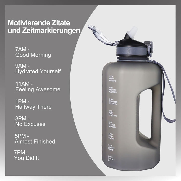 2.2L Grosse Trinkflasche mit Strohhalm, Auslaufsicher Wasserflasche BPA Frei für Im Freien Fitnessst