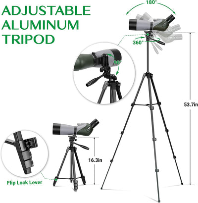 Aomekie 20-60x70MM Spektiv Sportschützen Jagd mit Verstellbarem Stativ Spotter Scope Wasserdicht Tel
