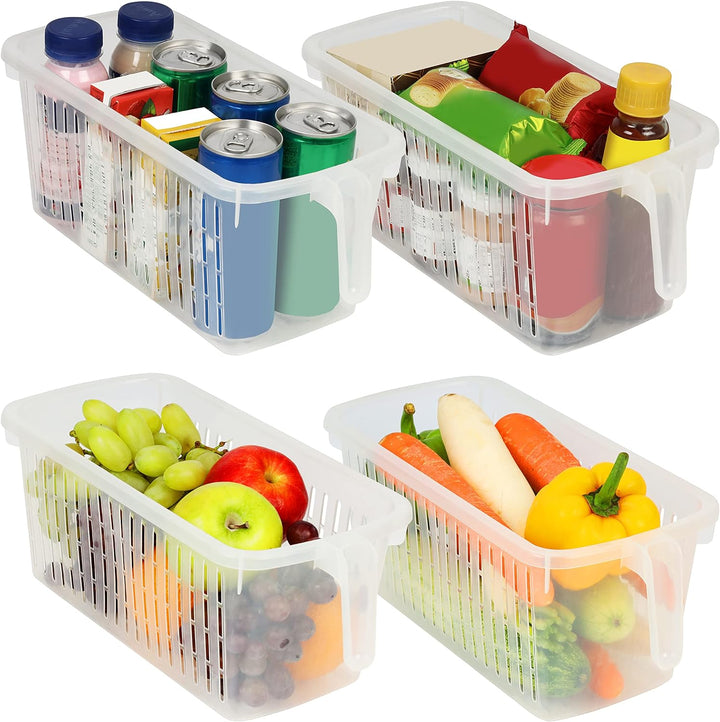 Kurtzy Kühlschrank Organizer & Küchenschrank Aufbewahrungsbox mit Handgriff (4 STK) - 32 cm Länge -