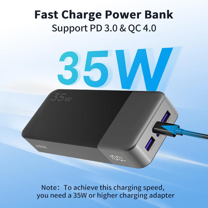 NOBIS Power Bank, Powerbank 20000mAh, 35W Externe Handyakkus Fast Charging, Externer Akku with C to