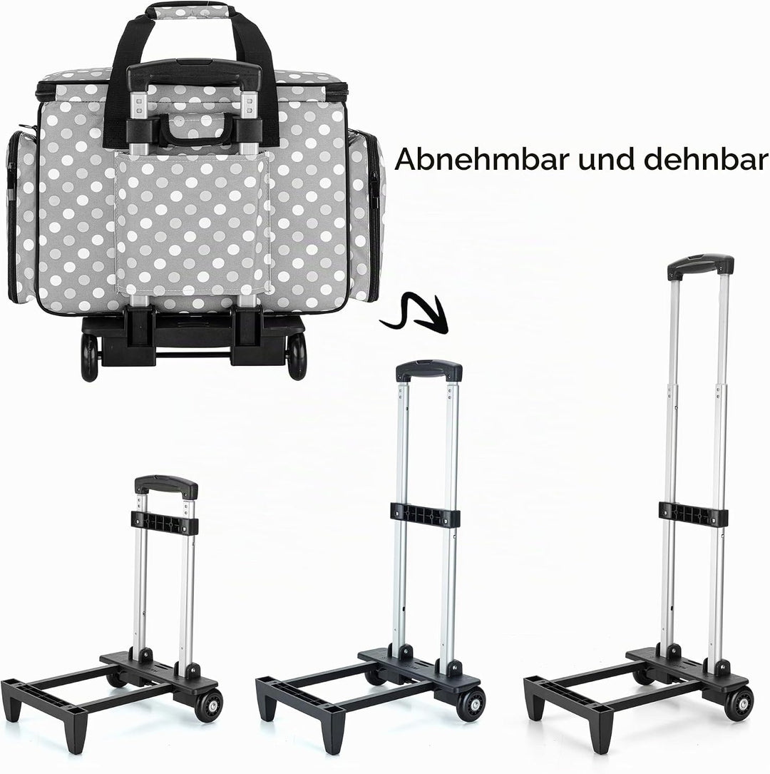 Luxja Nähmaschinentasche mit abnehmbarem Trolley, Rollende Nähmaschinentasche mit abnehmbarem Bodenp