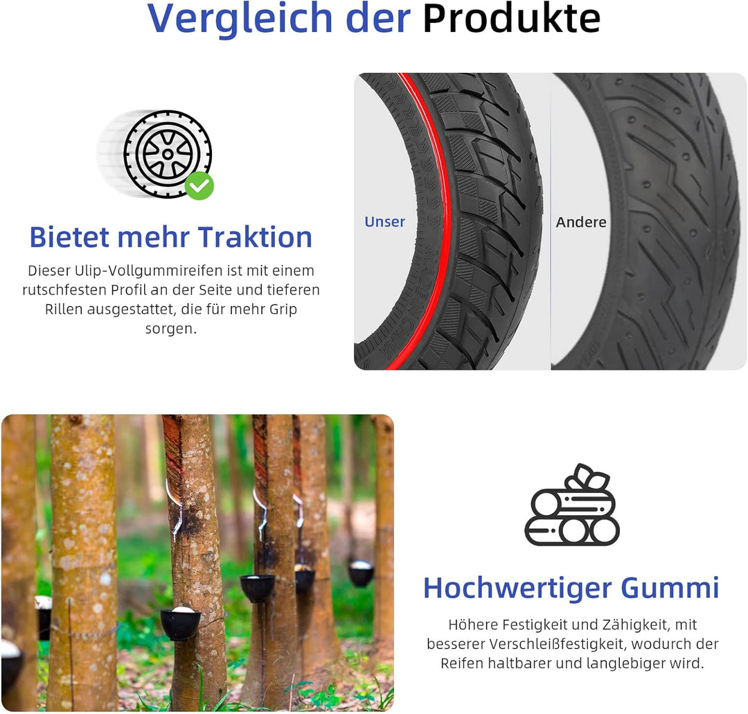 ulip 60/70-7 Solid Scooter Tire Rubber Tire Vorder- und Hinterräder Ersatz für Xiaomi 4 Pro/Xiaomi 4