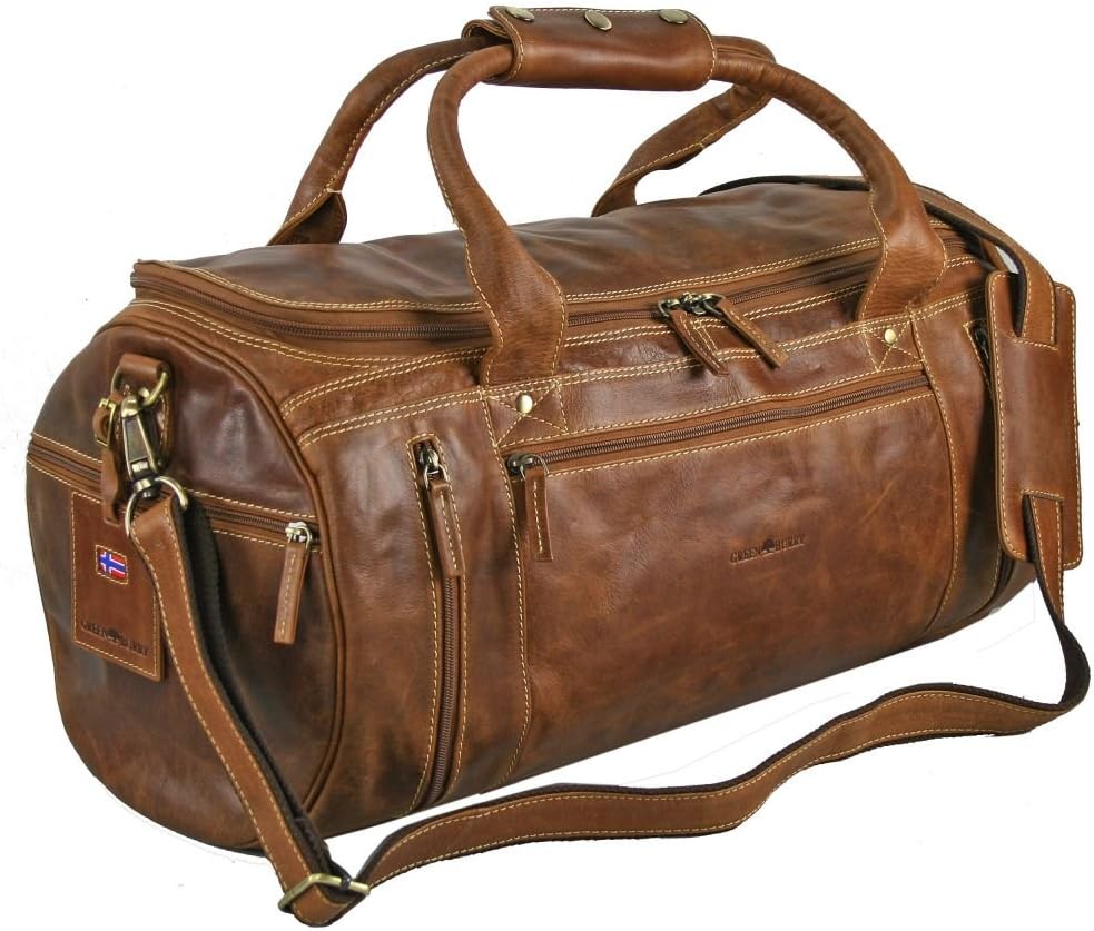 Greenburry Expedition Reisetasche Leder 51 cm, Natur, grün, Einheitsgrösse, Grün