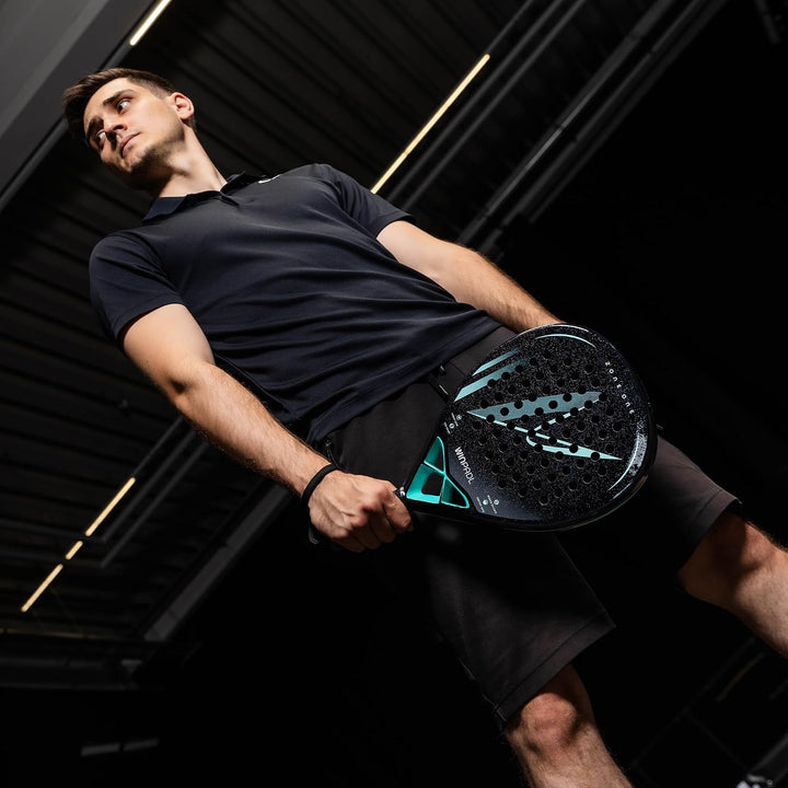 Padelschläger Zone One aus Carbonfaser - 100% Carbon-Rahmen, Soft-Eva-Kern, 365 g, Tropfenform, raue