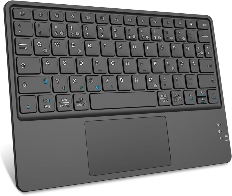 Fintie Kabellose Bluetooth Tastatur mit Touchpad, Deutsch Layout für iPad, Samsung, Lenovo Tablets,