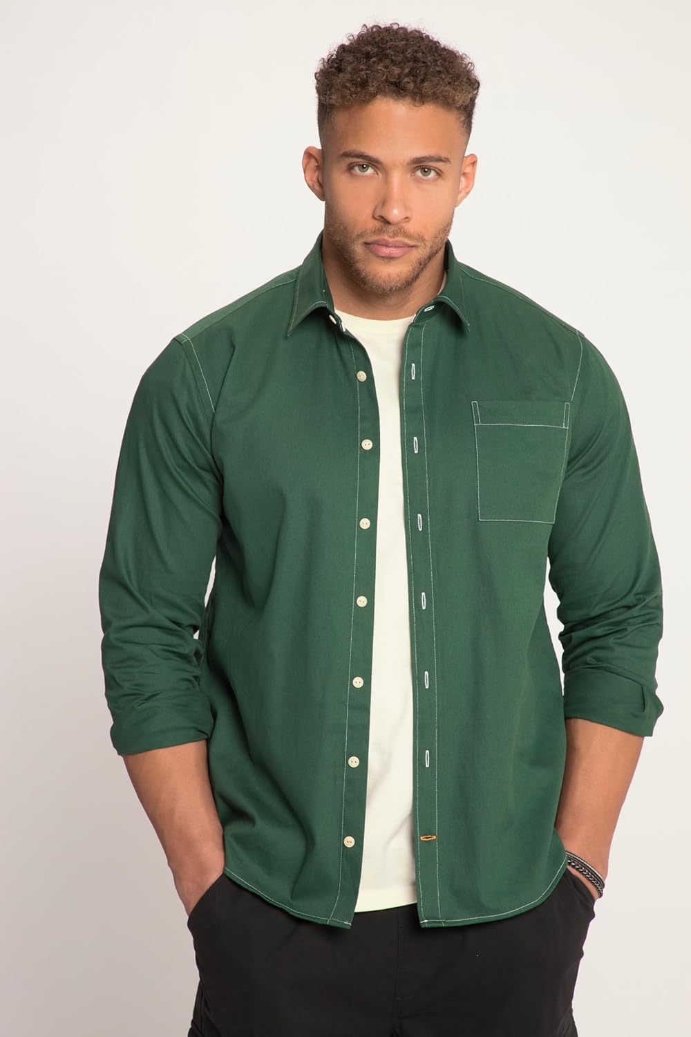 STHUGE Hemd, Langarm, Modern Fit, Kentkragen, bis 8 XL 815329 5XL Mittelgrün, 5XL Mittelgr&#xFC;n