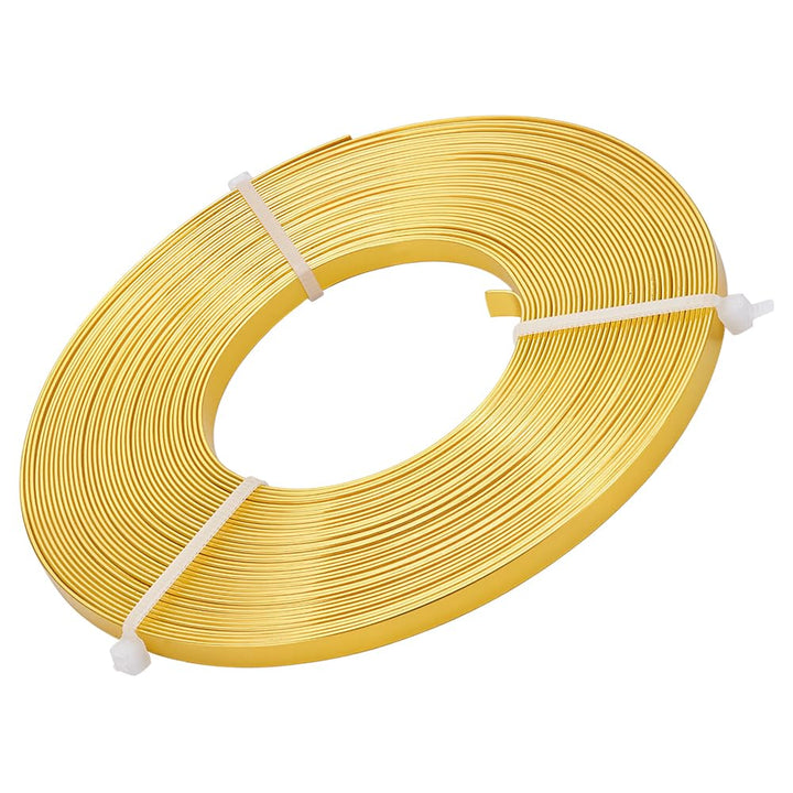BENECREAT 10m (33FT) 5mm breiter goldfarbener Aluminium Flachdraht eloxiert flacher Kunstdraht für S