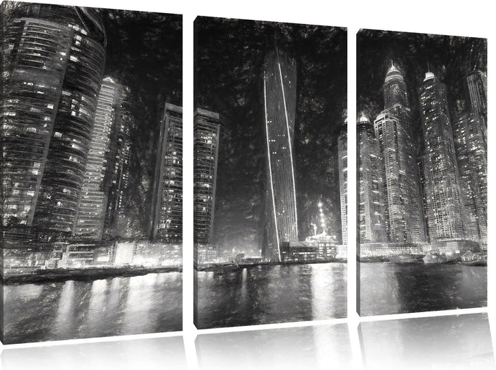 Pixxprint Dubai Burj al Arab als Leinwandbild/Grösse: 3 Teilig (120x80) cm/Wandbild/Kunstdruck/ferti