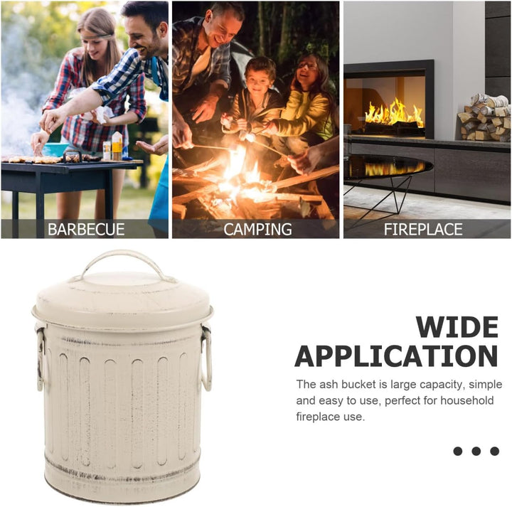 BESPORTBLE Kamin Ascheeimer Aus Gusseisen Mit Deckel Und Griff GrossEr Metall KüBel FüR Asche Und Gl
