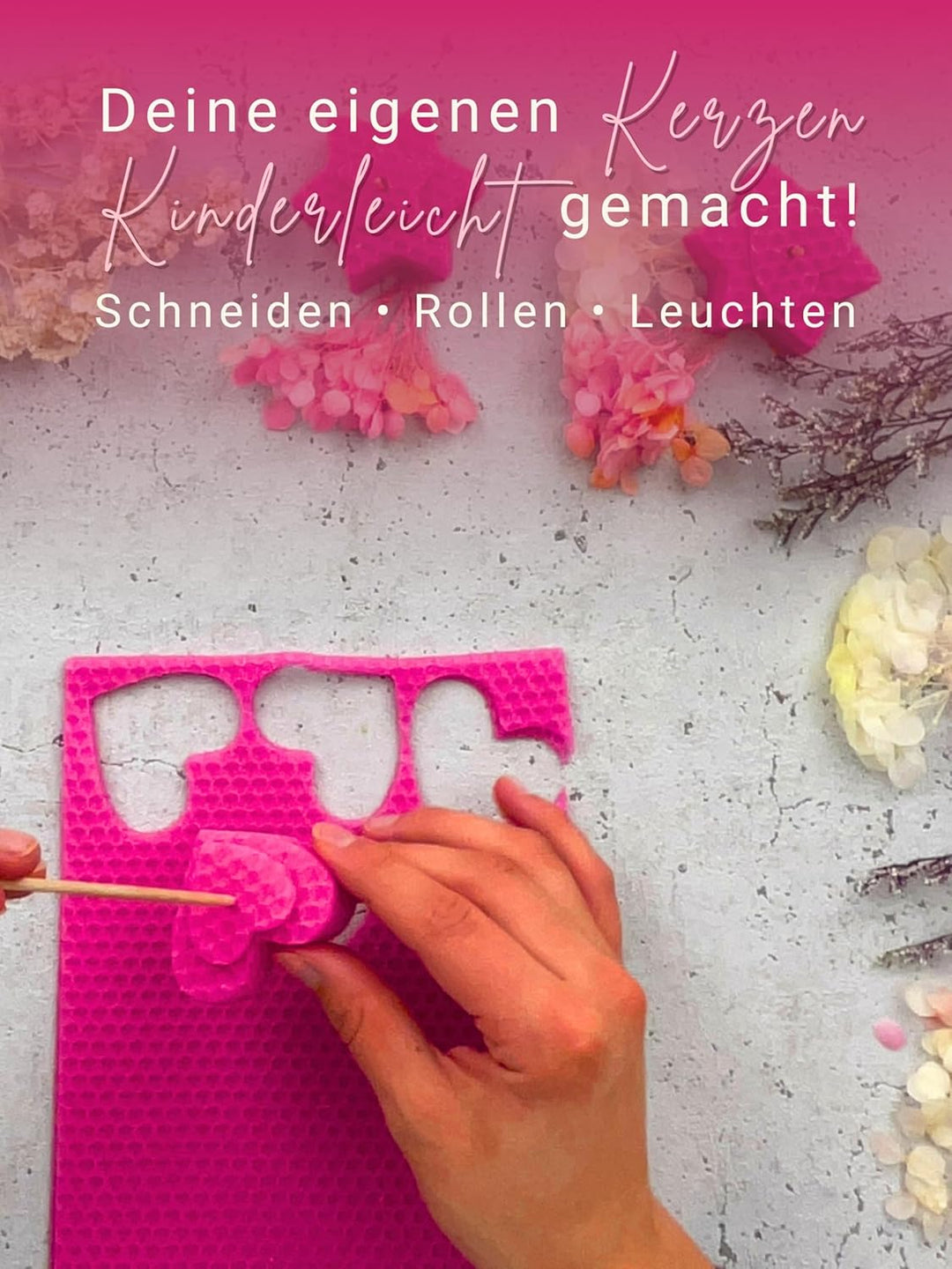 Wachsmann 20 Bienenwachsplatten aus Deutschland, pink, Wachsplatten 20 x 15 cm, Bienenwachs Kerzen s