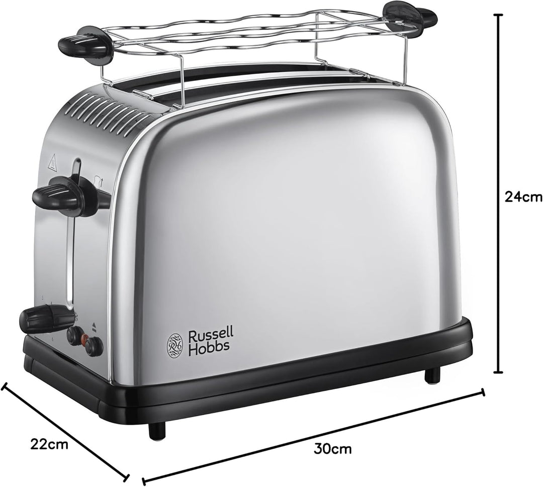 Russell Hobbs Toaster [für 2 Scheiben] Victory Edelstahl (extra breite Toastschlitze, inkl. Brötchen