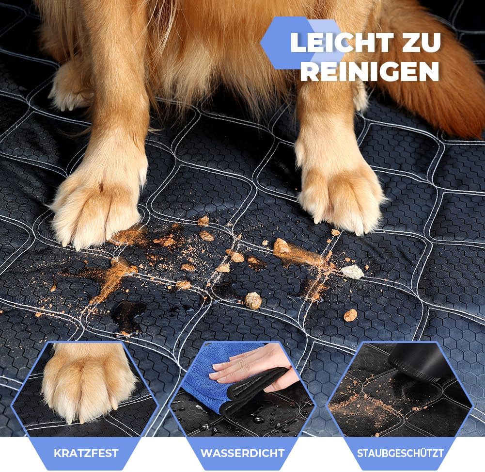 KYG Kofferraumschutz Hund Gesteppte Hundedecke & Schutzmatte mit Seiten- und Ladekantenschutz, Wasse