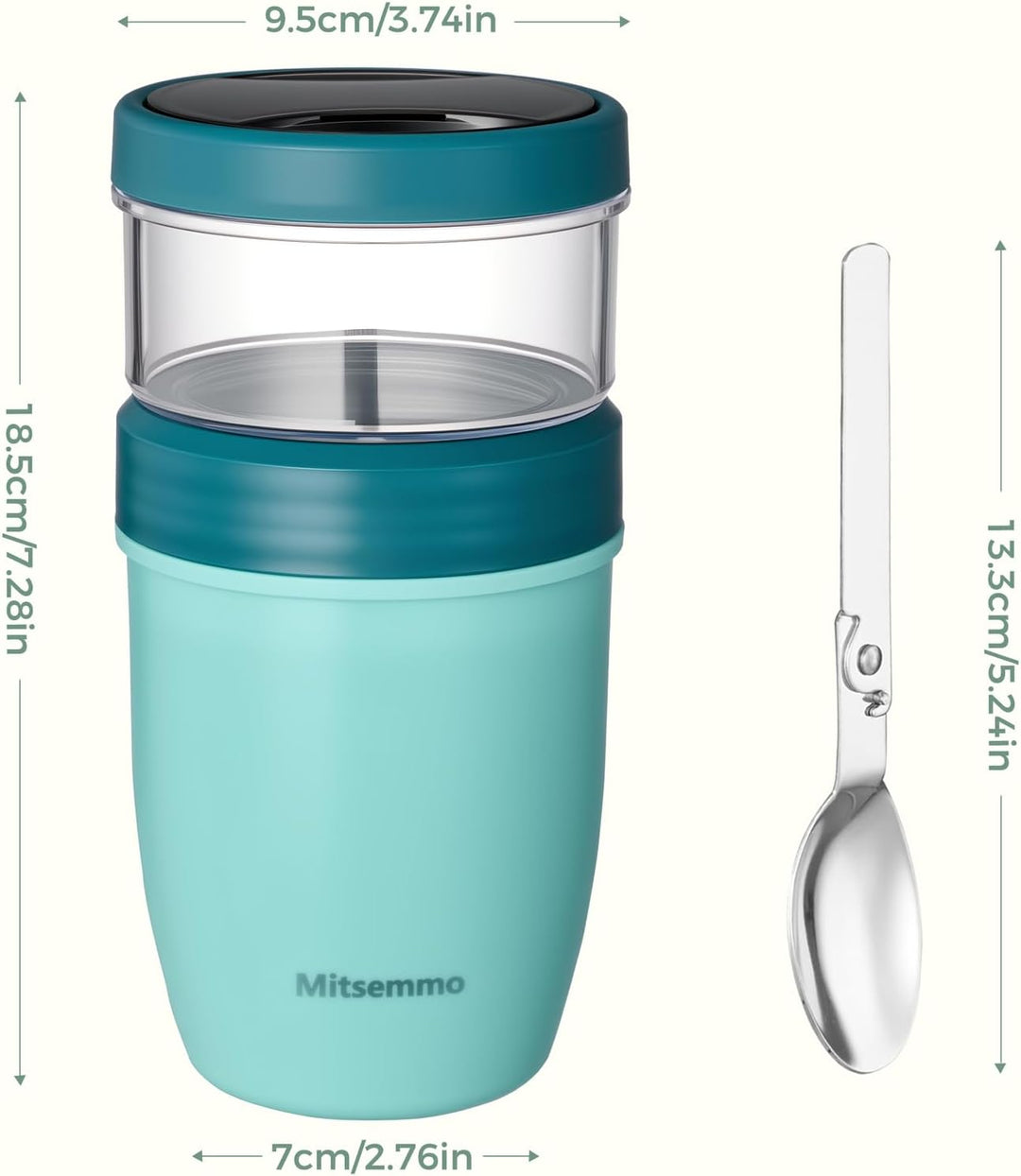 Mitsemmo Edelstahl Müslibecher to Go,Joghurtbecher to Go mit Löffel,Müsli Cup Cornflakes to Go Beche