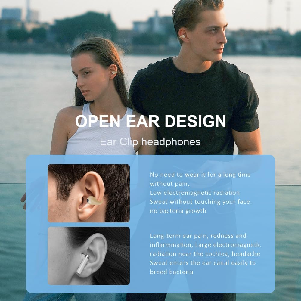 SLuB Knochenschall Kopfhörer, Open Ear Kopfhörer Bluetooth, Ohrclip-Sportkopfhörer, Bluetooth 5.4, H