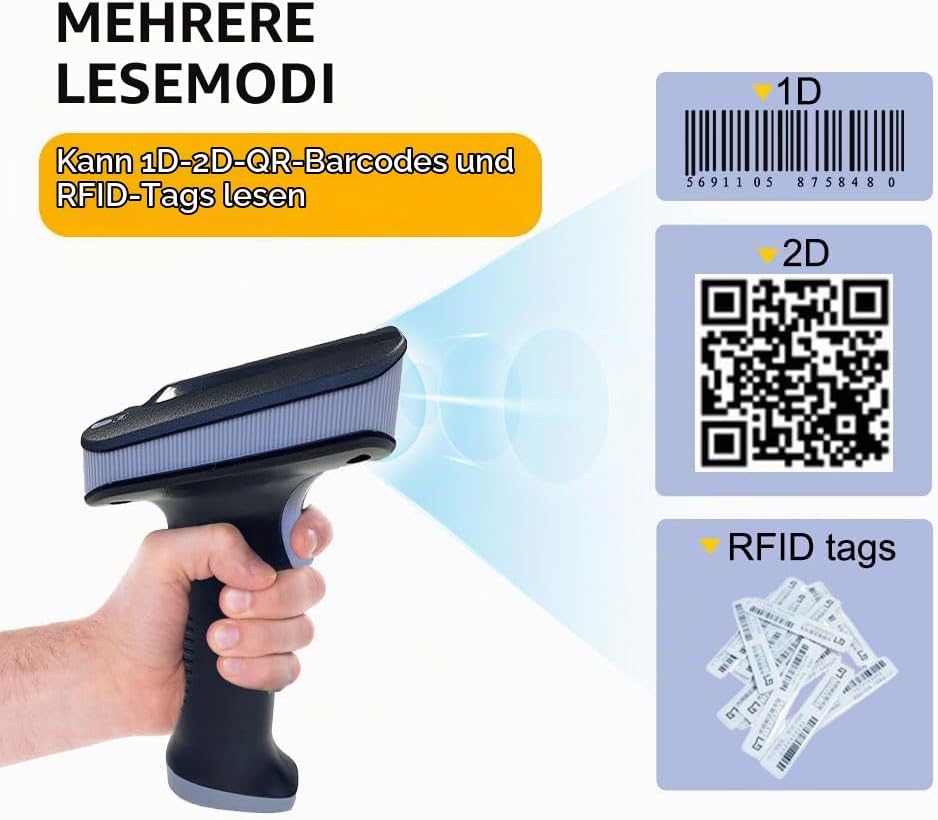 YANZEO SR290 UHF RFID Leser Handheld Terminal Barcode Scanner 1D/2D QR Barcode-Leser Bluetooth 2.4 G