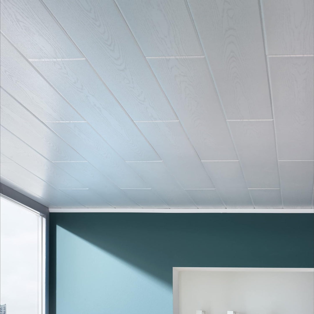 Decosa Deckenpaneele Stockholm in Esche weiss - 10 Packstücke à 12 Paneelen 100 x 16,5 cm (= 20 qm)