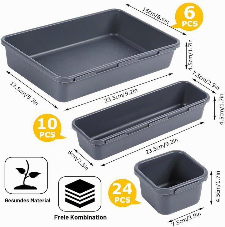 40 Stücke Schubladen Organizer Büro Ordnungssystem, AufbewahrungsBox, Schubladen Organizer Küche, 3