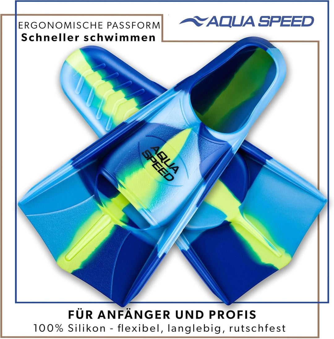 Aqua Speed Kurze Schwimmflossen für Erwachsene und Kinder I HIGH TECH | weiche Trainingsflossen I le