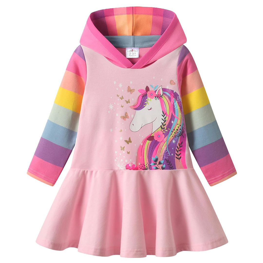 VIKITA Mädchen Kapuzenpullover Kleider Baumwolle Hoodie Herbst Winter Freizeit 2-8 Jahre 11-12 Jahre