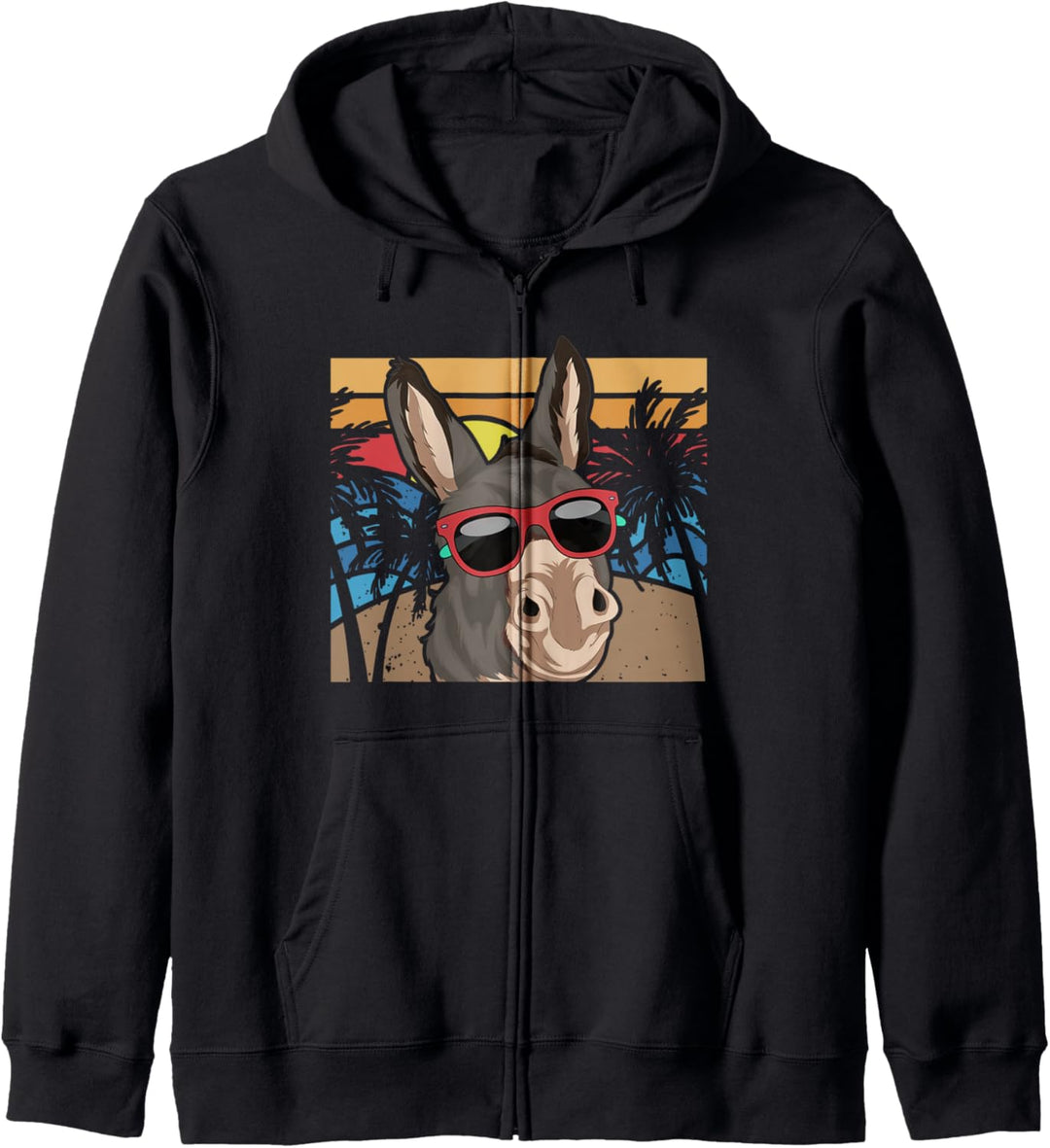 Cooles Bauernhof Tier Tropische Palmen Sonnenbrille Esel Kapuzenjacke