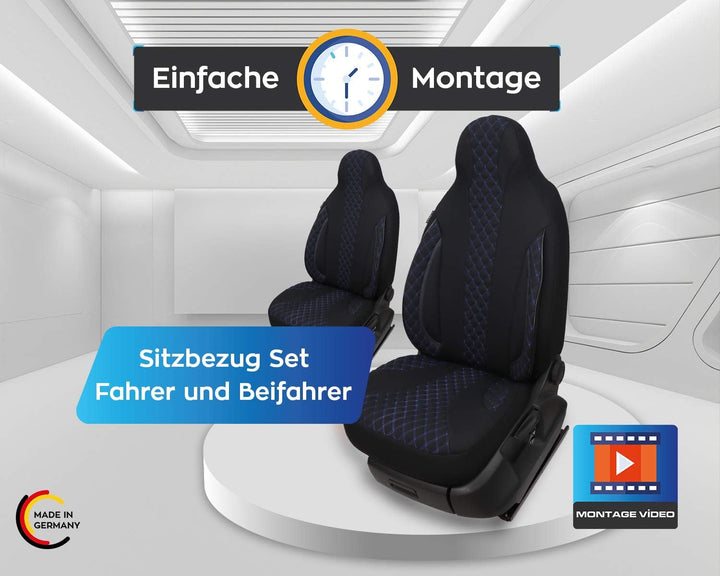 Mass Sitzbezüge Schonbezüge Pilotsitze Fahrer & Beifahrer Set kompatibel mit Wohnmobil FIAT Ducato,