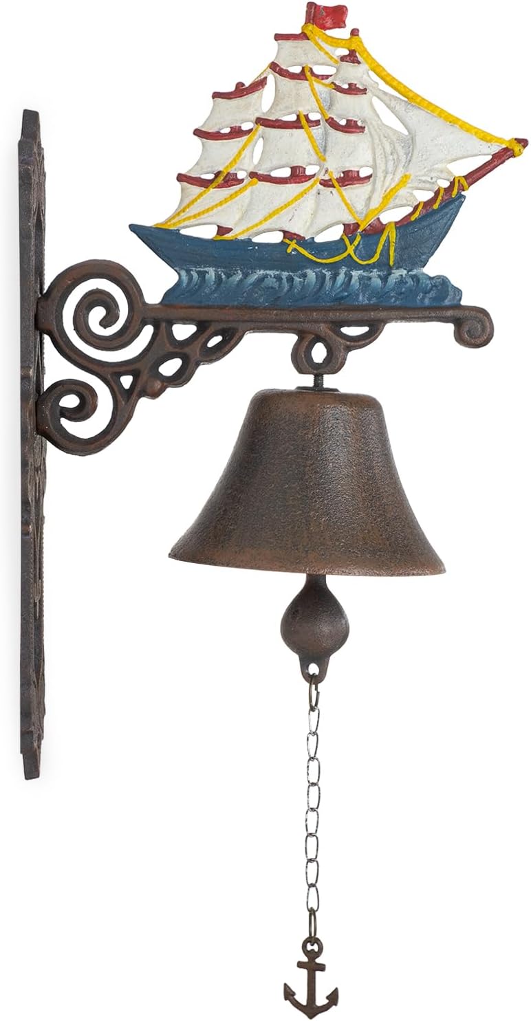 Moritz Gusseisen Wandglocke Segelschiff Segelboot 3 Master Schiff Glocke Türglocke 38 cm Höhe Hausgl