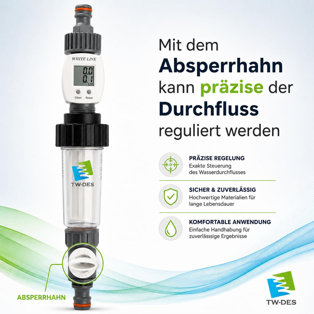 TW-DES Original Befüllfilter COMFORT mit Wasseruhr für Wohnmobil Caravan Wohnwagen Boot