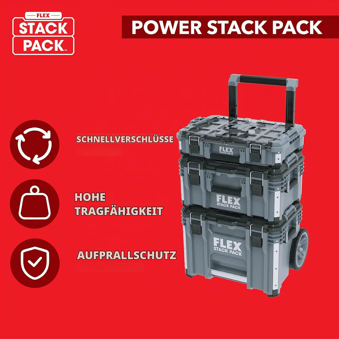 Flex Transportkofferset STACK PACK Standard (aus Schlagfestem Kunststoff, mit Schnellverbindungsvers