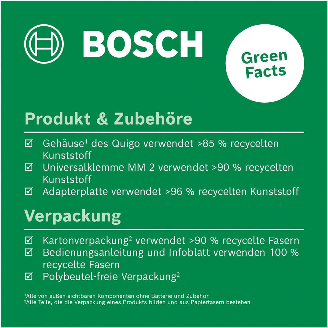 Bosch Kreuzlinienlaser Quigo mit Universalklemme MM 2 (einfaches und präzises Ausrichten mit flexibl