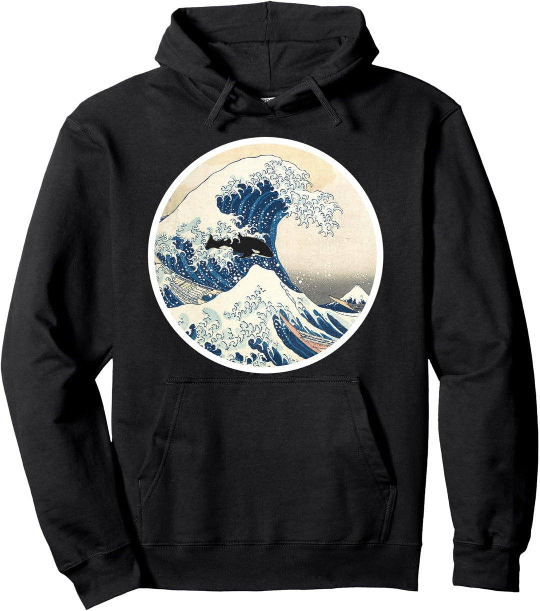 Die grosse Welle vor Kanagawa mit Orca, Killer Whale Pullover Hoodie