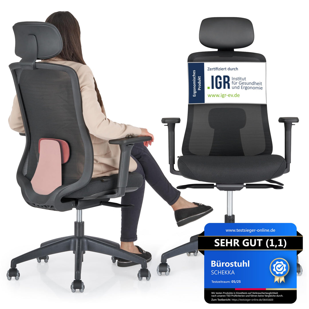 SCHEKKA® Bürostuhl Ergonomisch Testsieger - Besonders individuell Einstellbarer Schreibtischstuhl mi