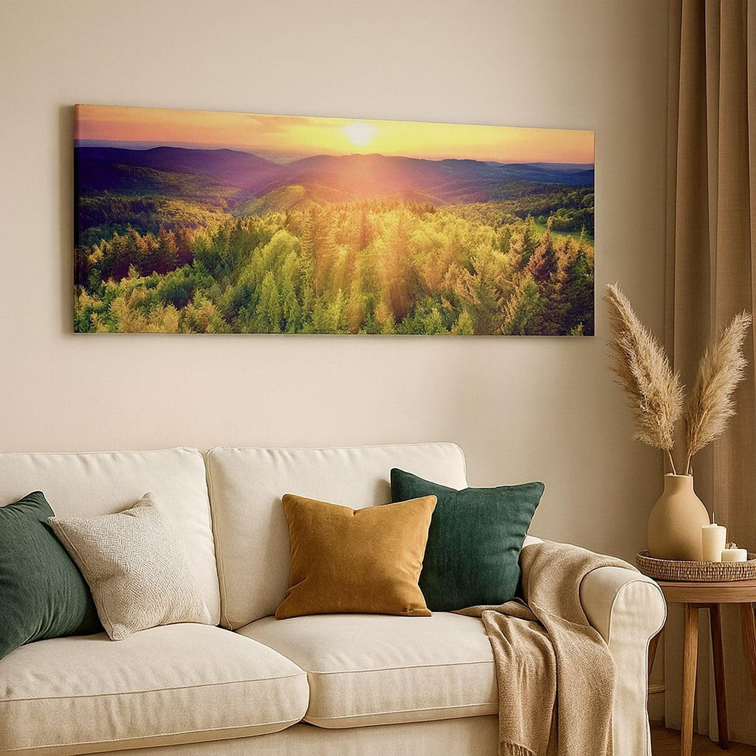 Panorama Bilder auf Leinwand 100x40cm Leinwandbild mit Rahmen Berge Natur Gross Wanddeko Bild Schlaf