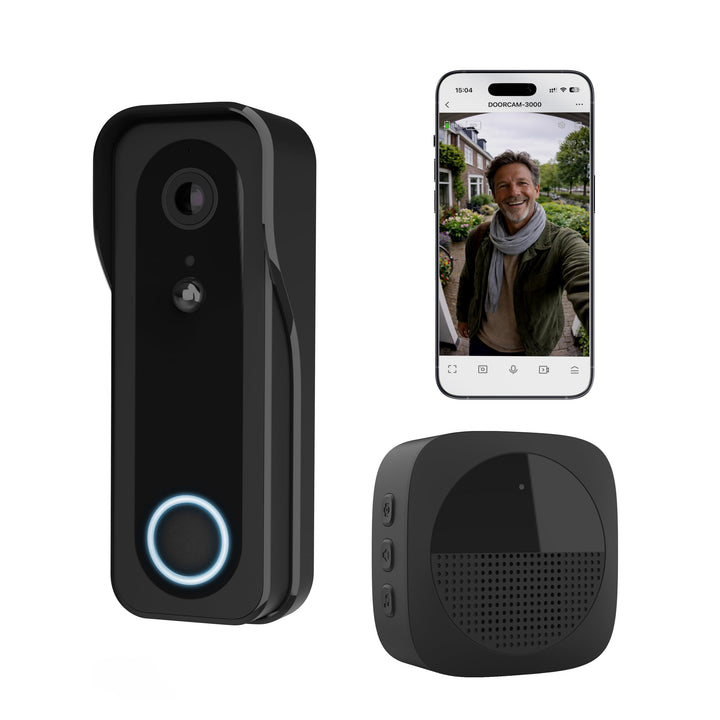 Trust Wi-Fi Video Türklingel mit Chime Kamera 2K HD 3MP Weitwinkel, Smarte Kabellose Video Doorbell