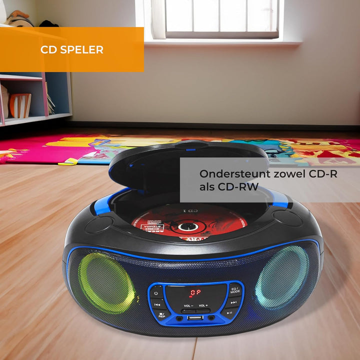 Denver TCL212BT Radio mit Bluetooth, Bluetooth Radio mit Lichteffekte, Tragbarer CD player, AUX, USB