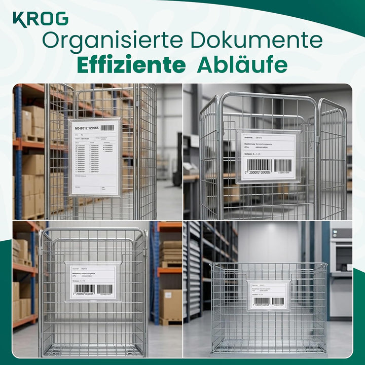 Krog Drahtbügeltasche A4 quer mit Klappe, 50 Stück Klar