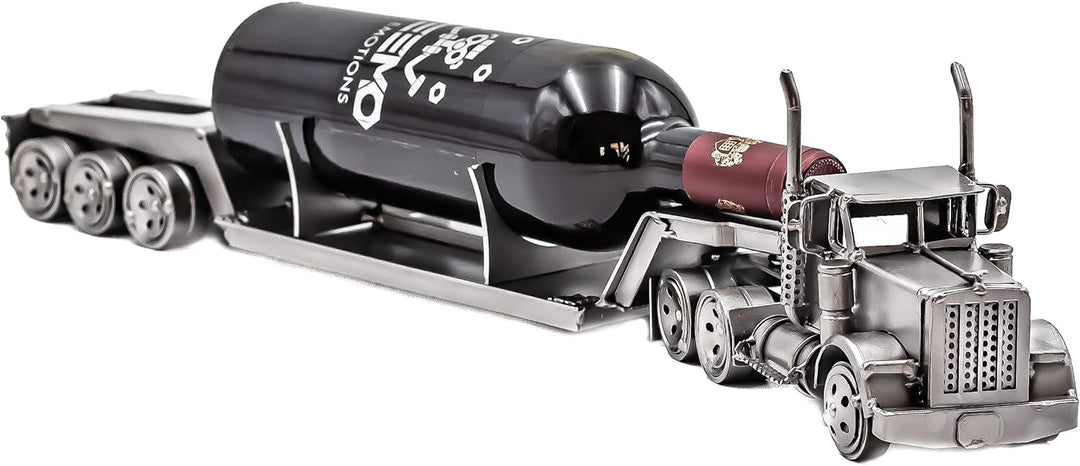 STEEMO Metallkunst Weinflaschenhalter Truck USA - LKW Tieflader - Deko-Weinhalter 62x12x10 cm