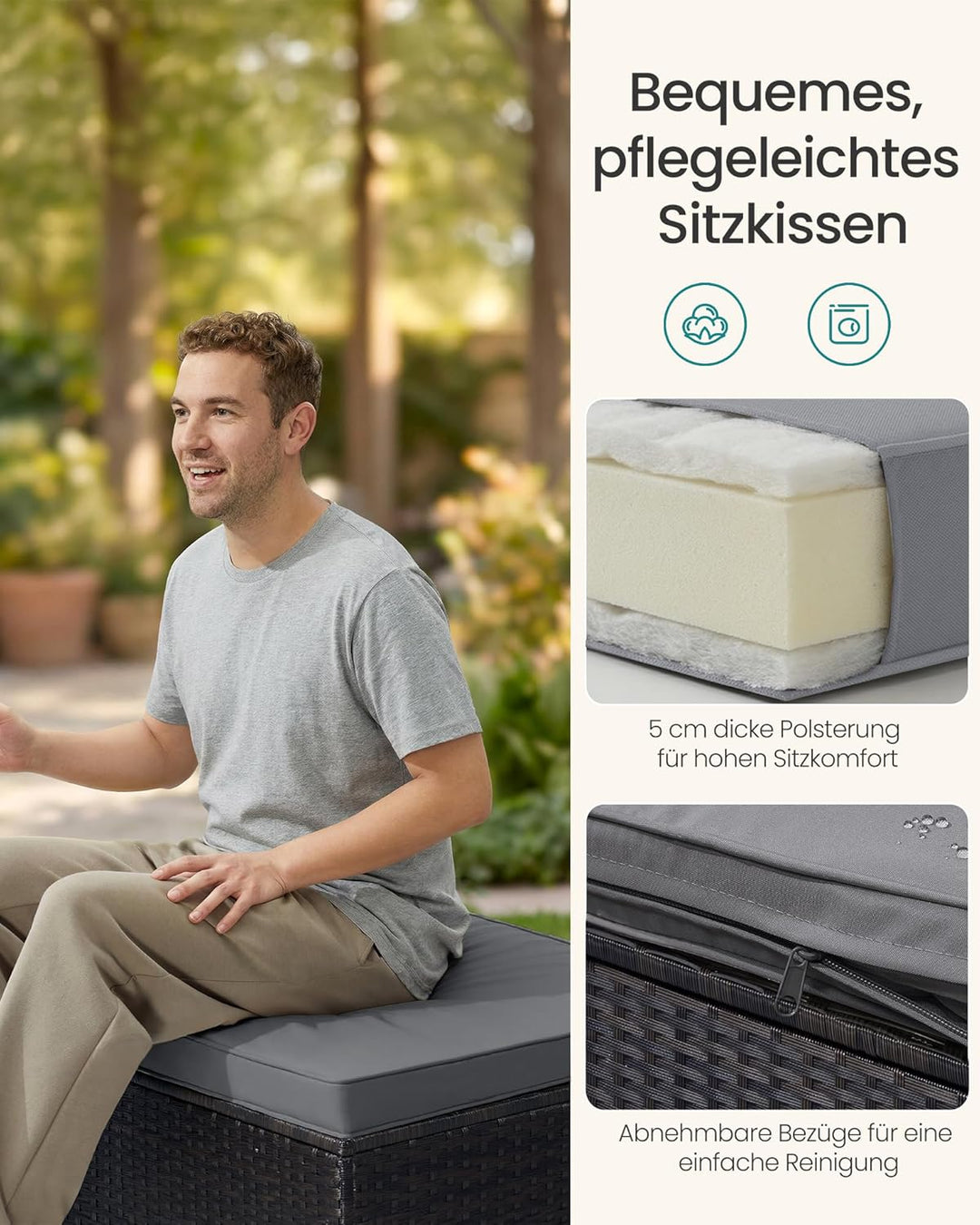 SONGMICS Gartenmöbel-Set, Balkonmöbel aus PE-Polyrattan, Terrassenmöbel, Ecksofa, Outdoor, handgeflo