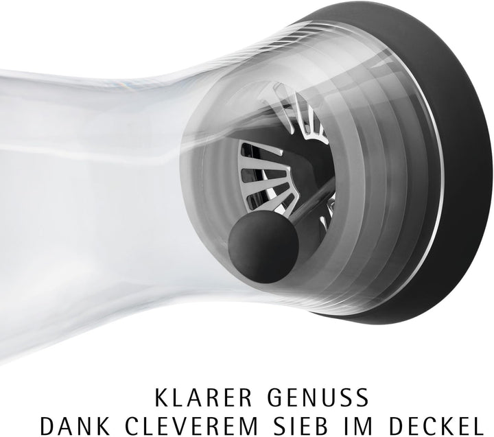 WMF Basic Wasserkaraffe mit Reinigungsbürste, Glas-Karaffe 1l, Silikondeckel, CloseUp-Verschluss, mi