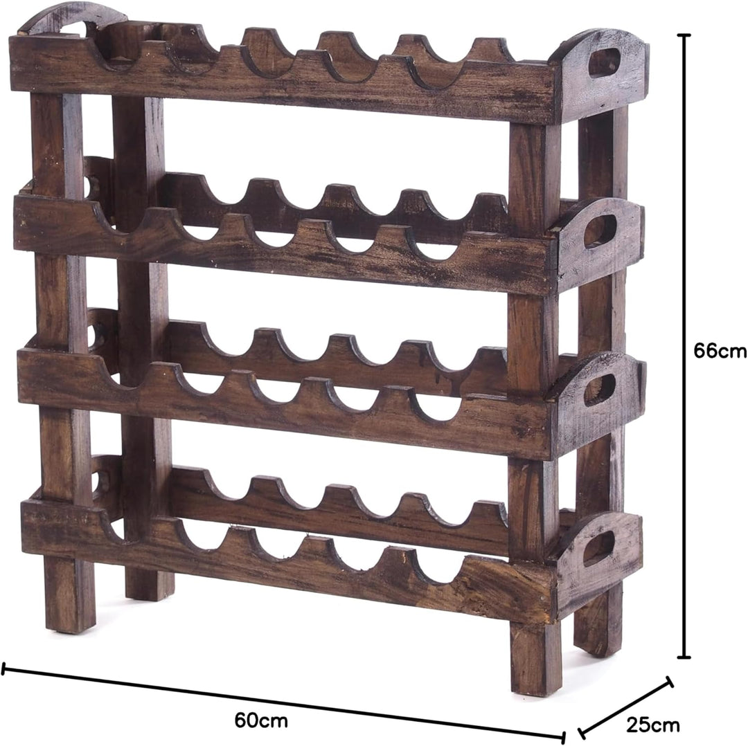 DESIGN DELIGHTS WEINREGAL Rustic | 66x61x24 cm (HxBxT), Recyclingholz, Dunkelbraun | Flaschenhalter,
