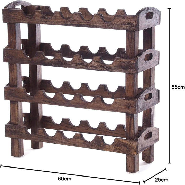 DESIGN DELIGHTS WEINREGAL Rustic | 66x61x24 cm (HxBxT), Recyclingholz, Dunkelbraun | Flaschenhalter,
