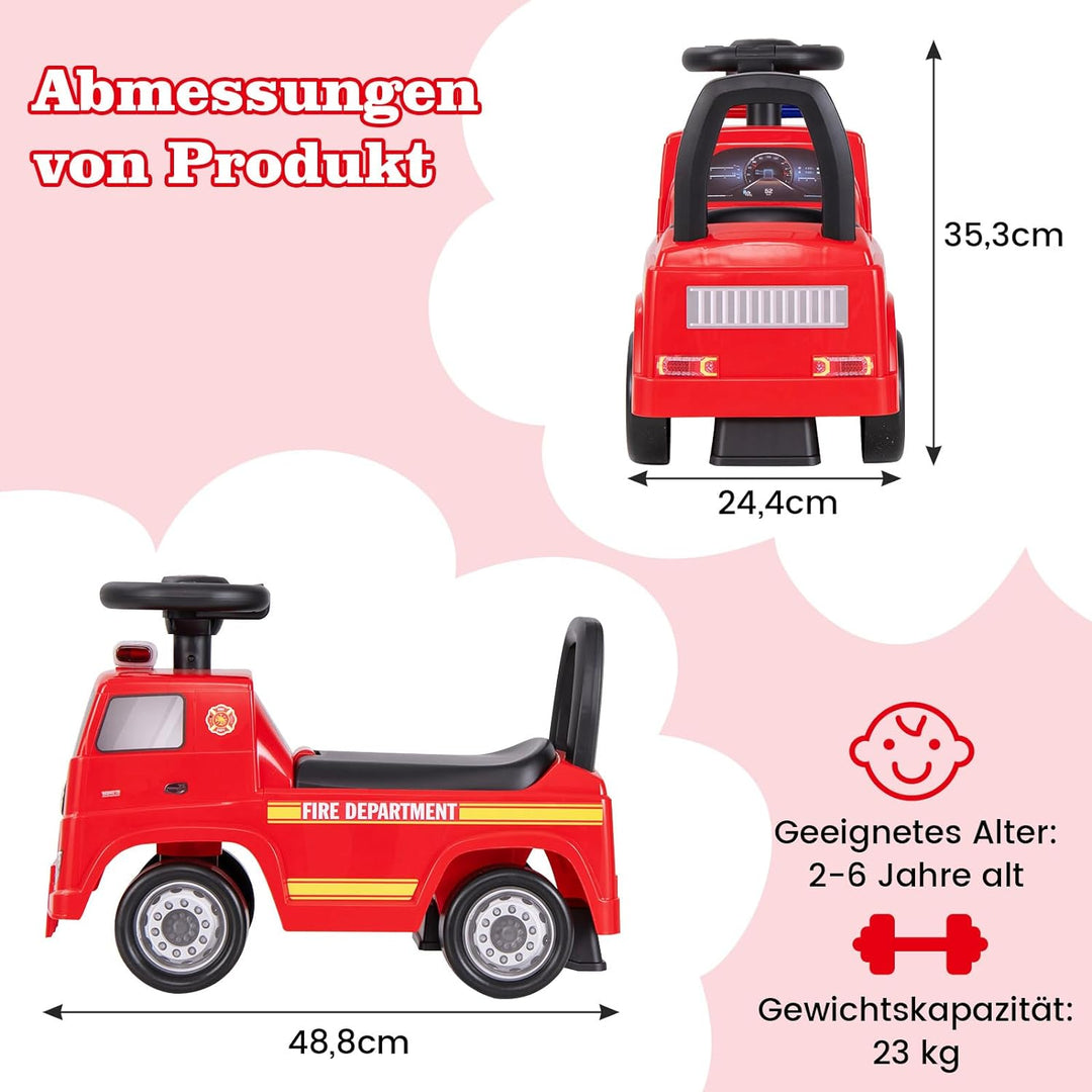 DREAMADE Feuerwehrauto zum Fahren, Mercedes-Benz Kinder Rutschauto mit Scheinwerfern, Hupe & Musik,
