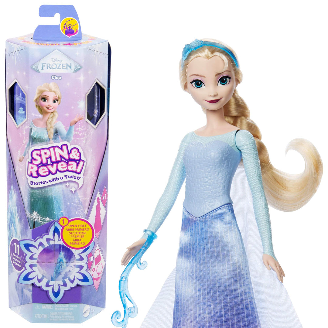 Mattel Disney Die Eiskönigin Elsa Modepuppen-Set, Spin & Reveal mit 11 Überraschungen, darunter 5 Ac