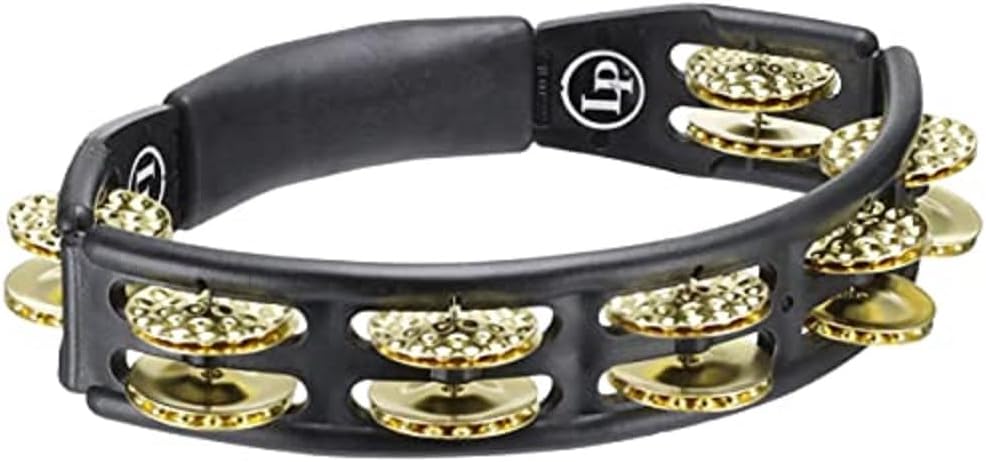 LP Latin Percussion LP861508 Tambourin Cyclop Handmodell schwarz Messingschellen zweireihig Dimpled