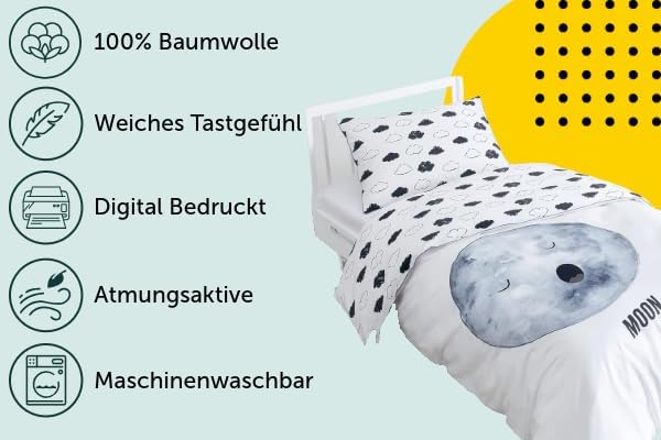 Hibboux 80x80 Cosmic Moon Baby Duvet Cover Set