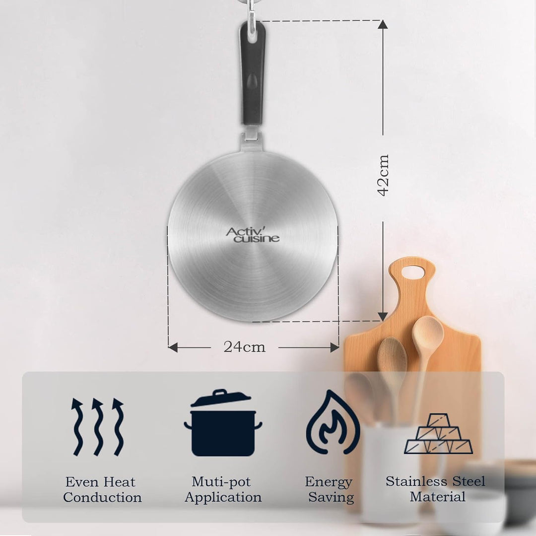 ACTIV CUISINE Induktion Adapterplatte 24 cm Induktionsadapterplatte mit abnehmbarem Griff Moka Induk